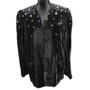 Argenti Notte Rhinestone Embellished Black Velvet Evening Jacket size Large